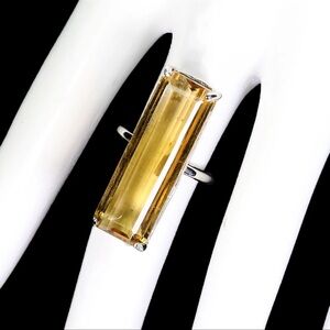Natural Citrine 28ct 20x10mm Handmade 925 Sterling Silver Size 7